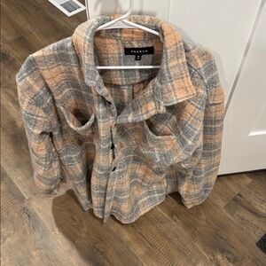 PacSun Plaid Shirt Jacket in Blue and Pink